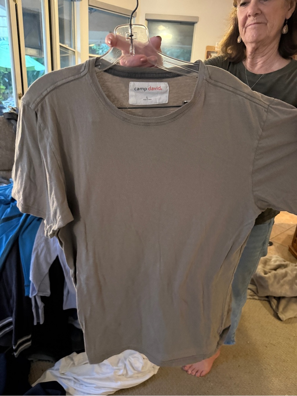Camp David Men's Short-Sleeve Crew in Taupe